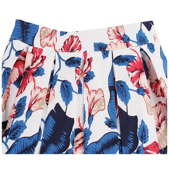A-line Printed Pleated Flared Midi Skirts - Picture 2 of 7
